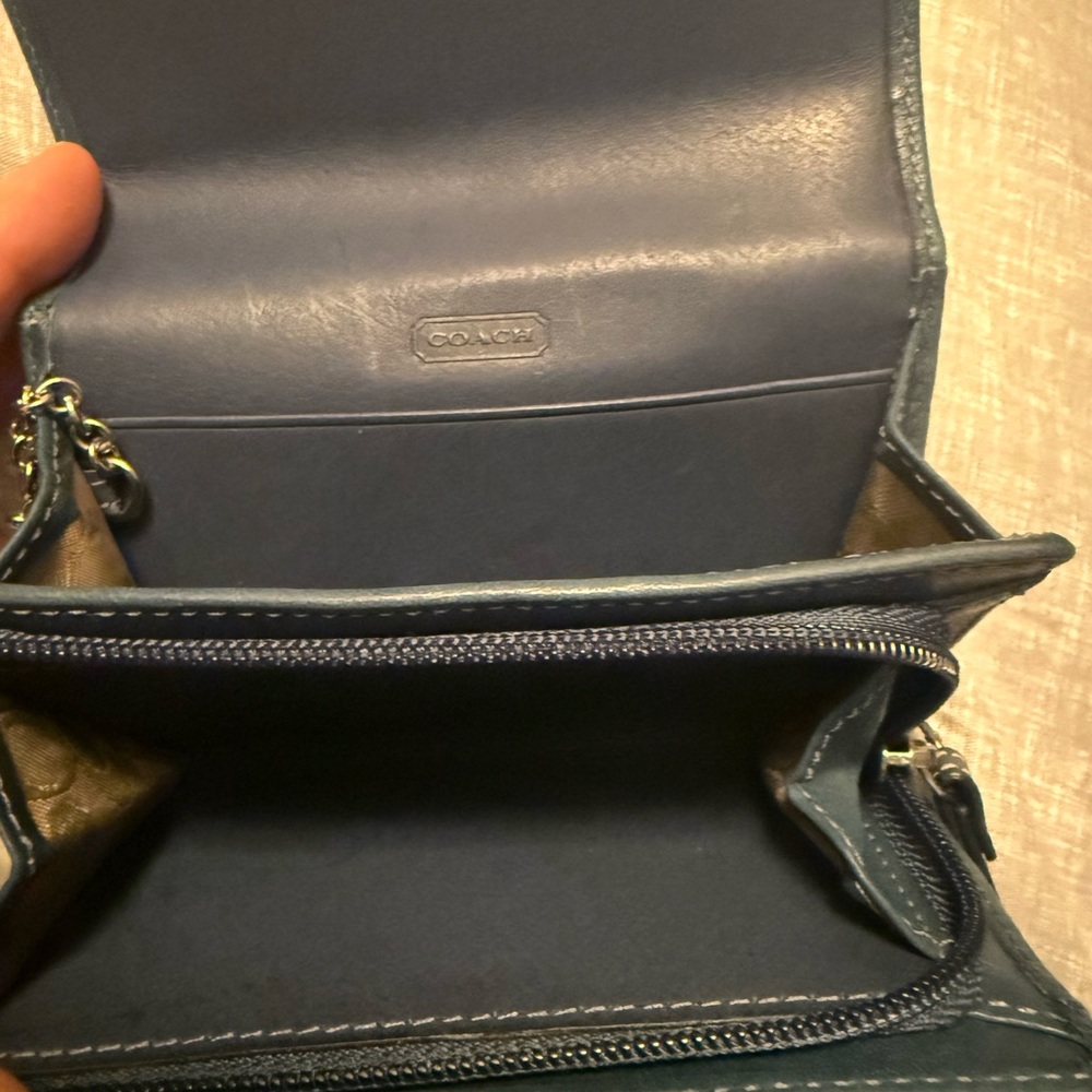 Coach Blue Leather Wallet with Clip - Picture 4 of 7